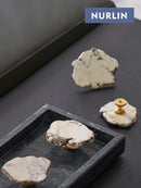 NURLIN Natural White Turquoise Marble Brass Cabinet Handle & Wall Hook | Bathroom Handle