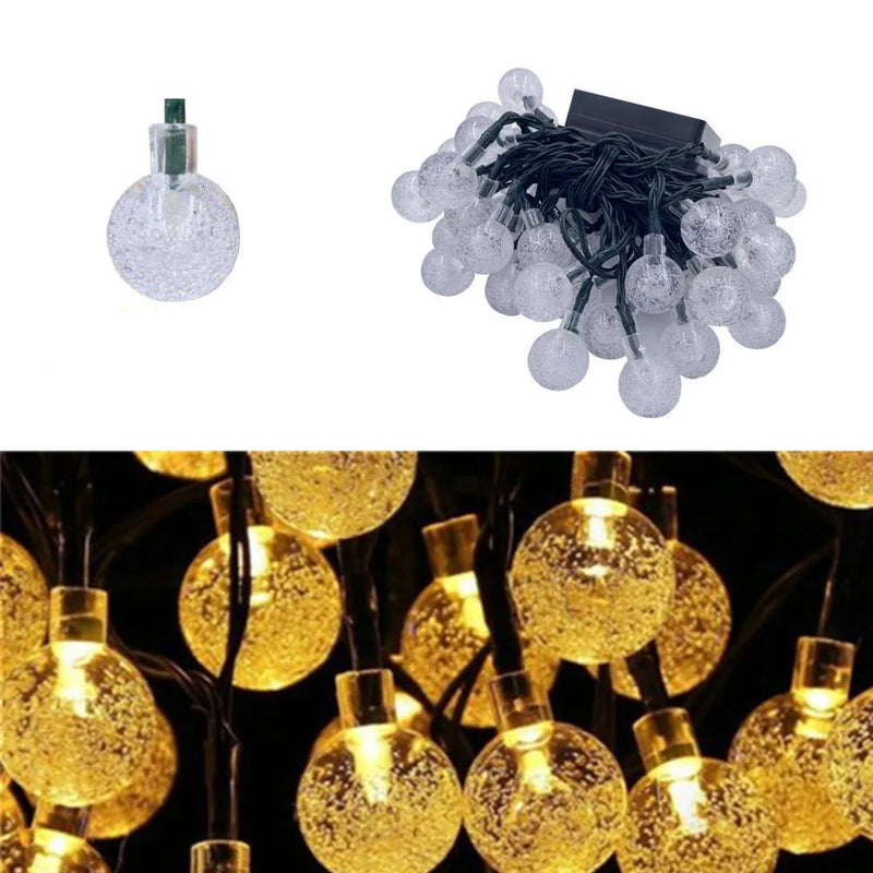 50 or 100 Crackle Effect Ball String Lights | Solar, Outdoor, Waterproof