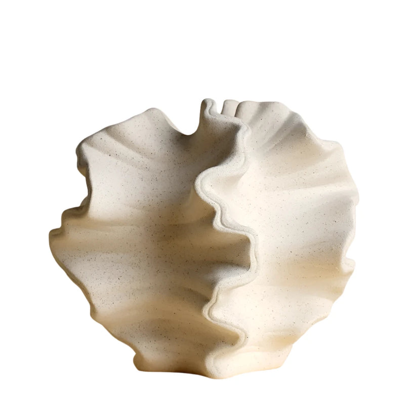 Ceramic Coral Vase – Beige Matte Flower Vase for Pampas Grass & Living Room Decoration