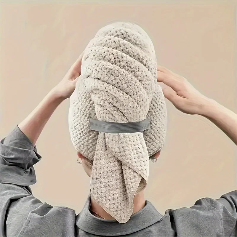 Large Solid Color Water Absorbent Hair Drying Towel - Microfiber Hair Wrap