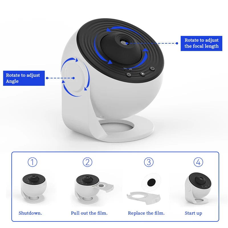 Night Light Galaxy Projector - 360° Rotating Starry Sky Planetarium Lamp