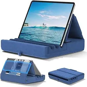 KDD Tablet Pillow Holder - Soft Foldable iPad Stand for Lap, Bed & Desk