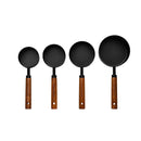 Stylish Measuring 4-Piece Cup and Spoon Sets | Stainless Steel with Wooden Handle in Gold, Black, or Silver