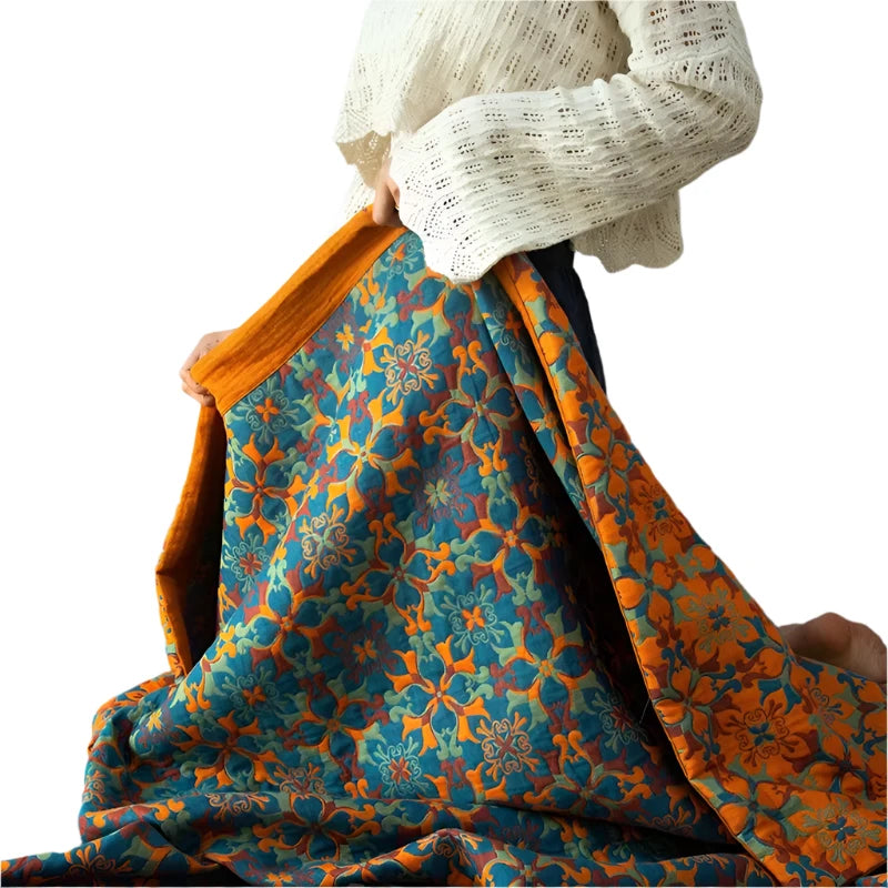 Ethnic Cotton Gauze Bedspread | Decorative Bed Cover Blanket for Home
