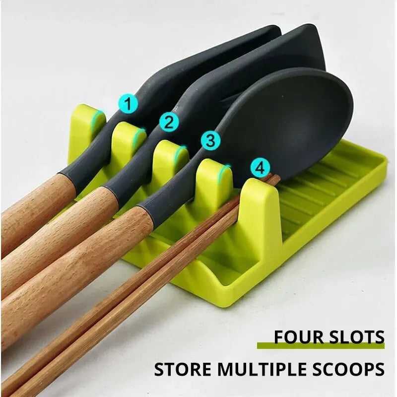 Kitchen Spatula Rack Pot Lid Rack Shelves Countertop Soup Spoon Holder