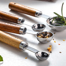Stylish Measuring 4-Piece Cup and Spoon Sets | Stainless Steel with Wooden Handle in Gold, Black, or Silver