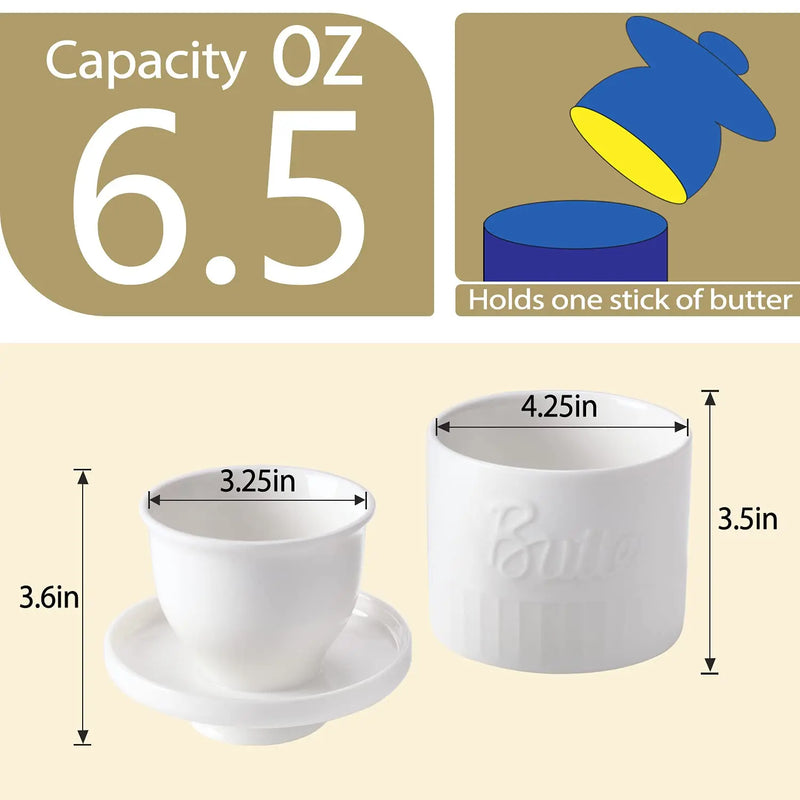 Ceramic Butter& Cheese Box – Cylindrical Butter Dish with Water Seal