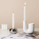 Luxury Electroplated Silver Ceramic Candlestick Holder – Modern Decorative Piece for Home and Office