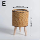 Vintage Handmade Rattan Flower Pot Basket - Desktop Planter