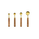 Stylish Measuring 4-Piece Cup and Spoon Sets | Stainless Steel with Wooden Handle in Gold, Black, or Silver