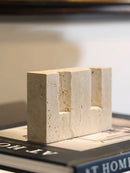 Minimalist Travertine Candlestick | Stone Taper Candle Holder