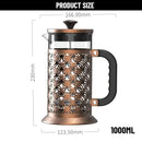 Elegant Lattice Design French Press Coffee Maker 1000ml