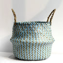 Handmade Collapsible Wicker and Straw Storage Basket – Versatile Laundry or Flower Basket