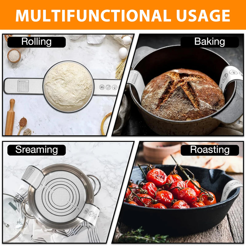 Silicone Bread Sling for Dutch Oven - Reusable Baking Mat with Long Handles
