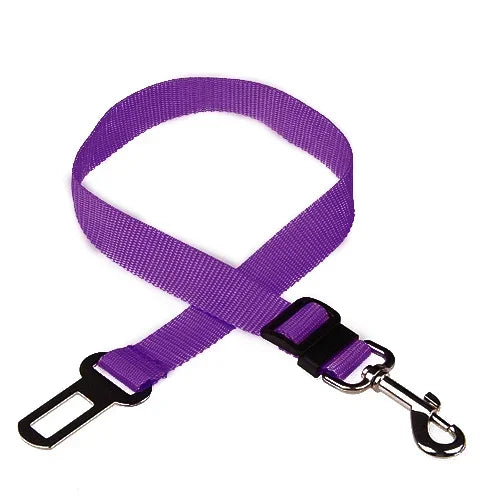 Adjustable Pet Car Seat Belt – Dog & Cat Safety Harness with Lead Clip for Vehicle Travel