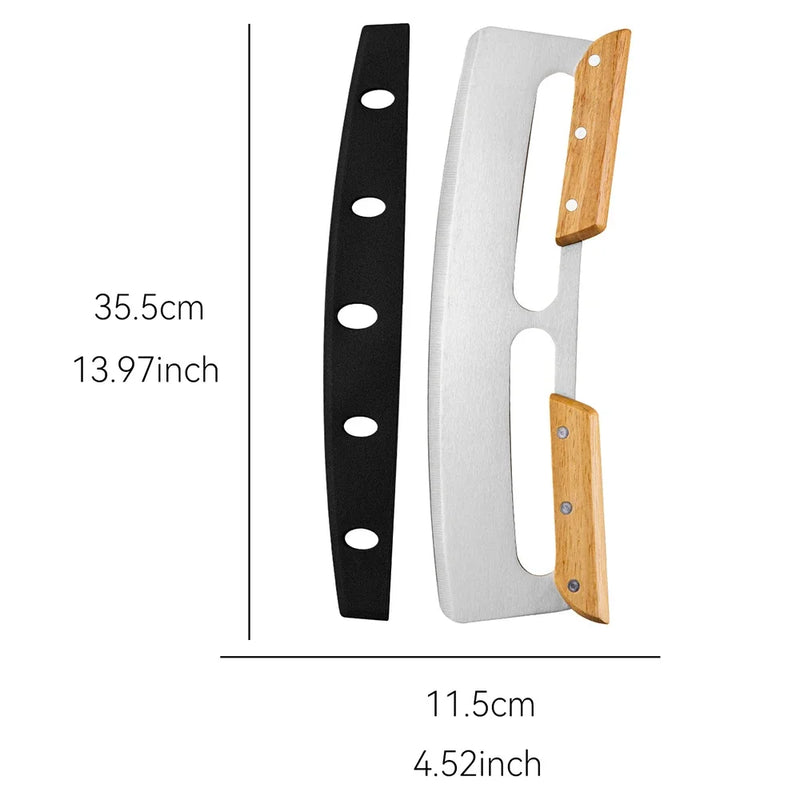 Stainless Steel Pizza Cutter – Slicer Wheel with Wooden Handle & Protective Cover