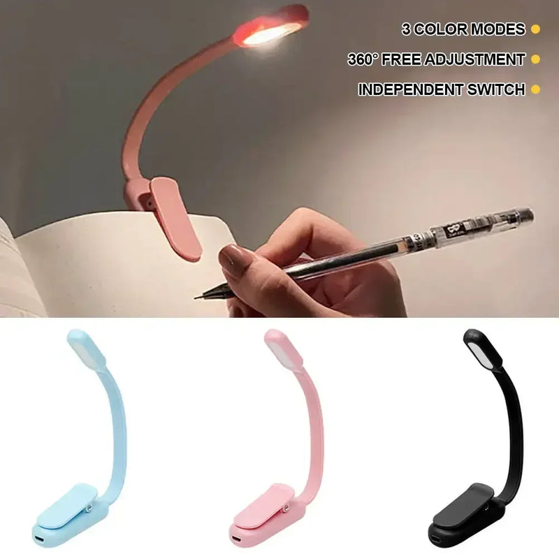 USB Rechargeable Mini LED Book Light – Adjustable Brightness & 3 Color Modes for Reading and Travel