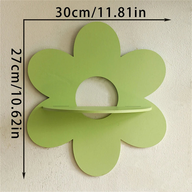 Flower Shape Wooden Wall Storage Holder – Floating Shelf for Home and Room Décor