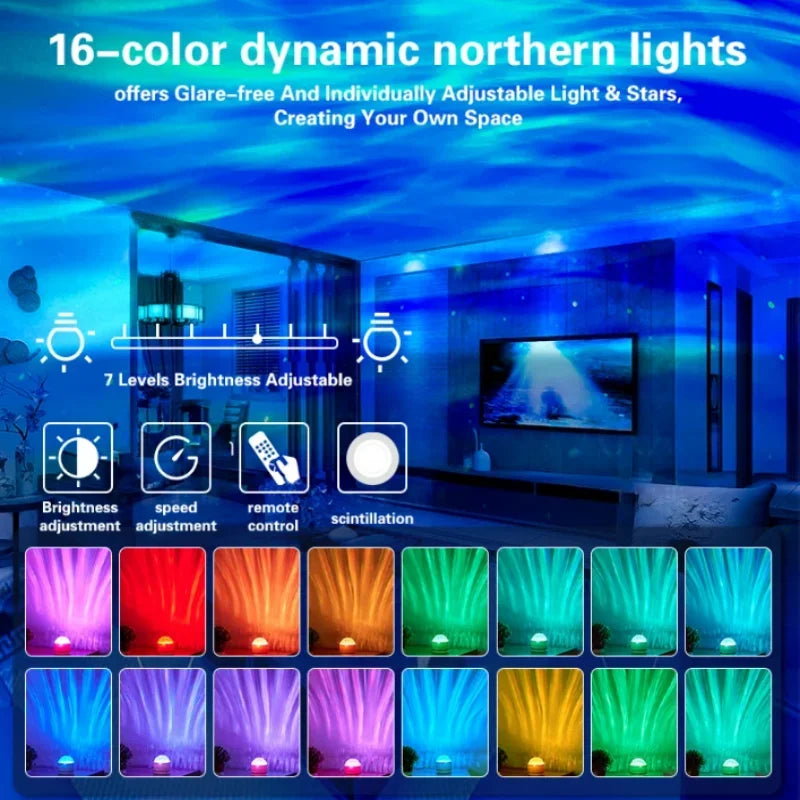 Starry Night LED Projector Lamp | Aurora Starry Sky & Water Ripple Effects