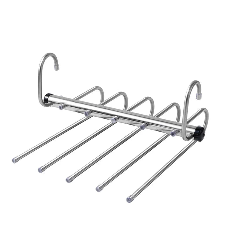 Folding Magic Pants Rack – 5/9 Layer Space-Saving Stainless Steel Organizer for Wardrobe