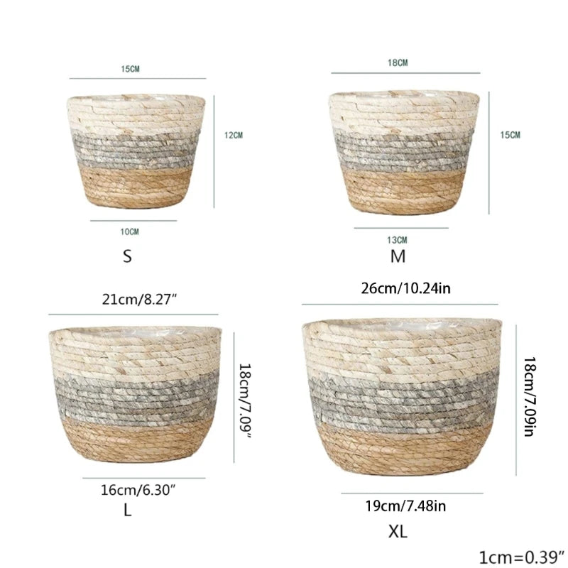 Straw Woven Flower Basket – Grass Planter Pot for Indoor & Outdoor Plant Decor