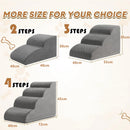 Stylish Grey High-Density Foam Pet Steps with Durable Non-Slip Waterproof Fabric Cover | Protect Your Pets' Joints with Dog Stairs for the Bed, Sofa, RV.