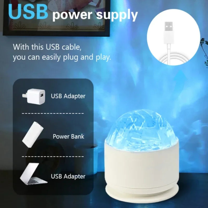 Starry Night LED Projector Lamp | Aurora Starry Sky & Water Ripple Effects
