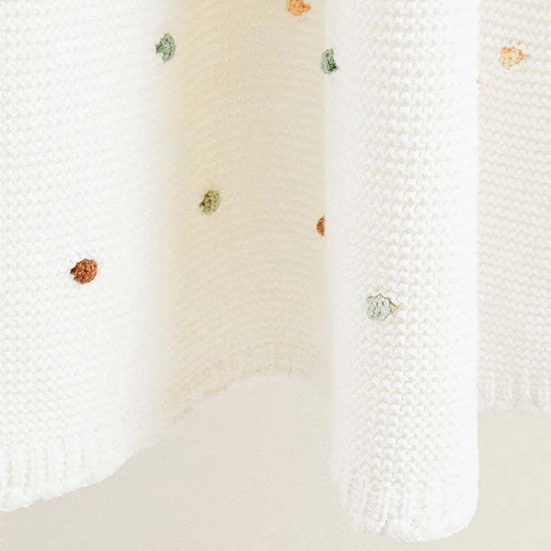 Neutral Knitted Bobble Blanket, Small