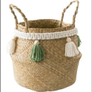 Tassel Pendant Seagrass Woven Storage Basket – Decorative and Versatile for Home Organization