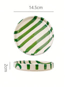 Bright and Bold Raised Edge Ceramic Plate  |  Abstract Lines, Hand Painted