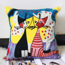Picasso-Style Abstract Embroidered Cotton Cushion Cover
