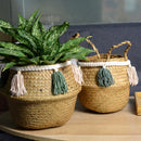 Tassel Pendant Seagrass Woven Storage Basket – Decorative and Versatile for Home Organization