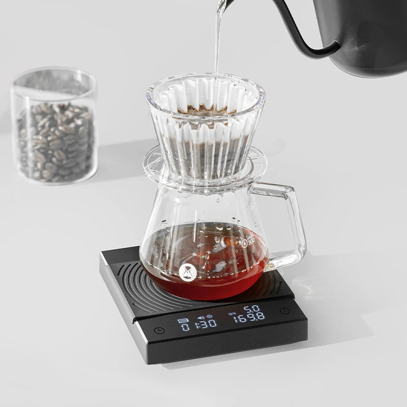 Black Mirror Basic+2 Digital Coffee Scale – Mini Kitchen Scale with Timer & USB Charging