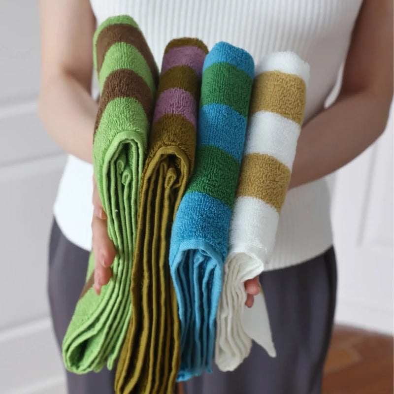 Striped Pure Cotton Face & Bath Towel – 100% Cotton and Absorbent Retro Design