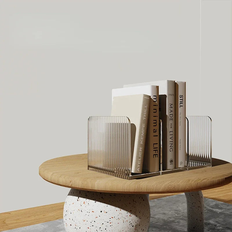 Acrylic Transparent Bookends - Decorative Storage Rack for Books and Stationery