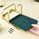 Pot Lid and Utensil Stand with Drip Tray | Space-Saving Storage While Cooking