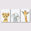 Safari Animal Nursery Wall Art | Set of 3 Prints for Baby Kids’ Bedroom Decor