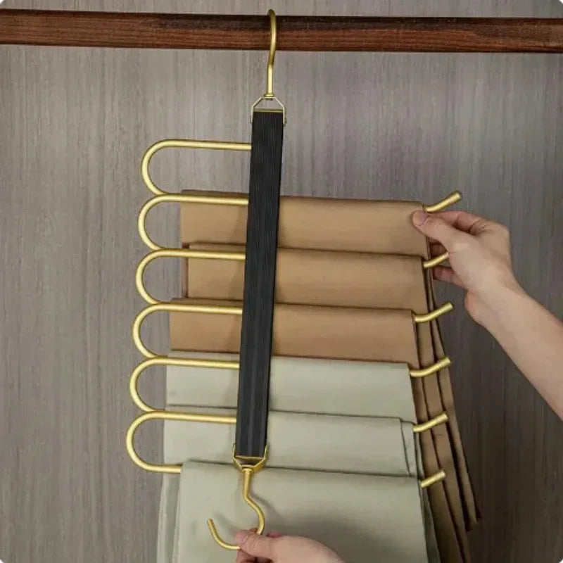 Multi-Function Magic Pants Hanger – 6-in-1 Rotatable Folding Aluminum Alloy Organizer