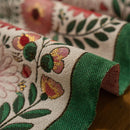 American Vintage Style Table Runner with Floral Jacquard Weave and Tassels