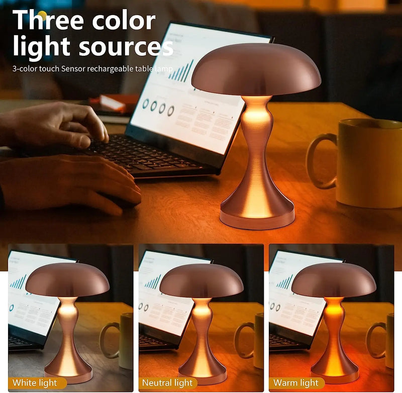 Metallic LED Touch Sensor Rechargeable Table Lamp
