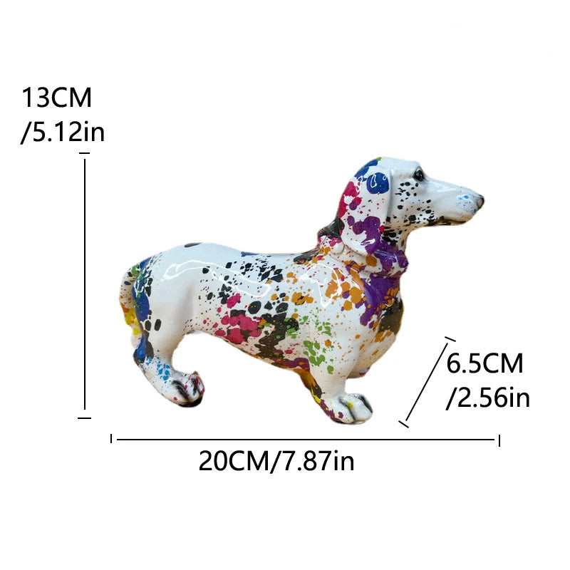 Colourful Dachshund Figurine – Resin Dog Statue for Home Decor, Bookshelf, Living Room, and Gifts