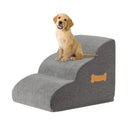Stylish Grey High-Density Foam Pet Steps with Durable Non-Slip Waterproof Fabric Cover | Protect Your Pets' Joints with Dog Stairs for the Bed, Sofa, RV.