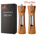 Premium Wooden Salt and Pepper Grinder Set with Base