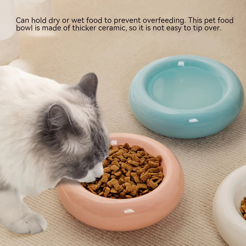 Pet Bowl Ceramic Donut-Shaped Pet Bowl – Non-Slip Anti-Fall Snack & Food Dish