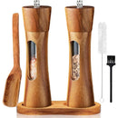 Premium Wooden Salt and Pepper Grinder Set with Base