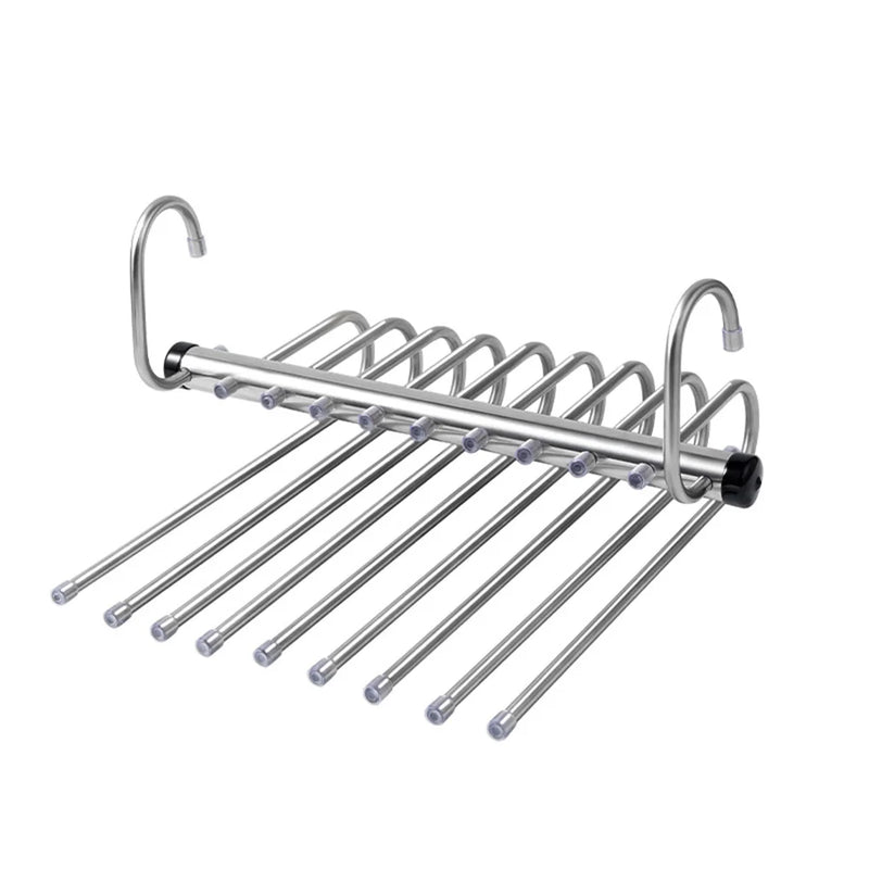 Folding Magic Pants Rack – 5/9 Layer Space-Saving Stainless Steel Organizer for Wardrobe