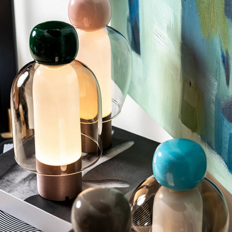 Modern LED Glass Desk Lamp – Minimalist USB Charging Lamp for Living Room, Study, or Bedroom