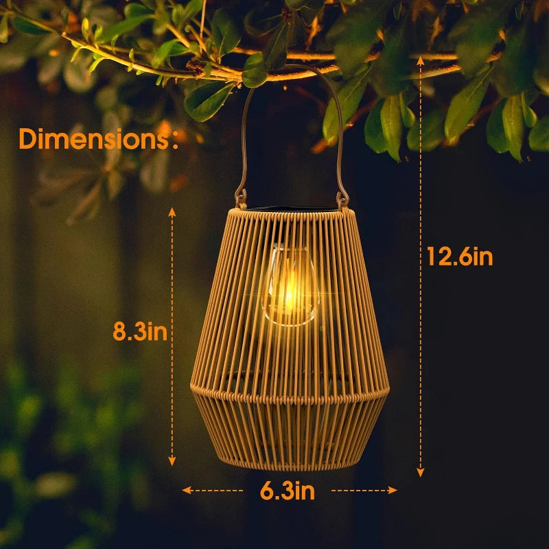 KagoLing Solar Rattan Lantern – Handwoven Outdoor Solar Garden Light