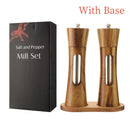 Premium Wooden Salt and Pepper Grinder Set with Base
