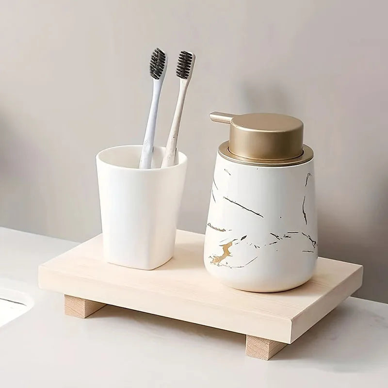 Wooden Tray Pedestal Stand – Versatile Bathroom and Kitchen Decor
